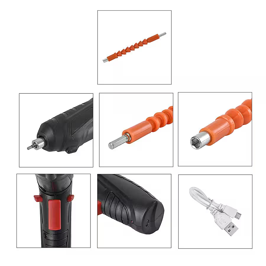 47-Piece Foldable Wireless Electric Screwdriver Set | 1500mAh | Adjustable Torque | Compact & Durable – Black