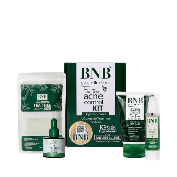 BNB Acne Control Kit ( 4 in 1, Tea Tree Acne Control FaceWash, Serum, Spf Gel, Mask)