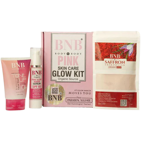 BNB Pink Glow Kit (Tone up Facial wash + Saffron Face mask + Pink Glow SPF60)
