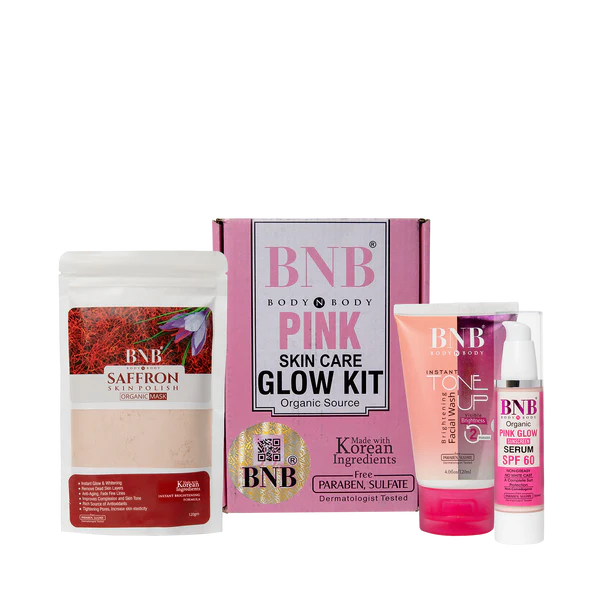 BNB Pink Glow Kit (Tone up Facial wash + Saffron Face mask + Pink Glow SPF60)