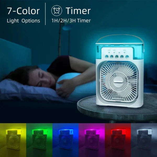 9 Inch Mist Fan | Portable Air Conditioner Fan | Mist Water, And Humidifier Function | Led Night Light Water Mist | Random Color