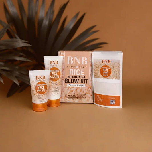 BNB Rice Extract Bright & Glow Kit (3 in 1, Facewash, Scrub & Mask)